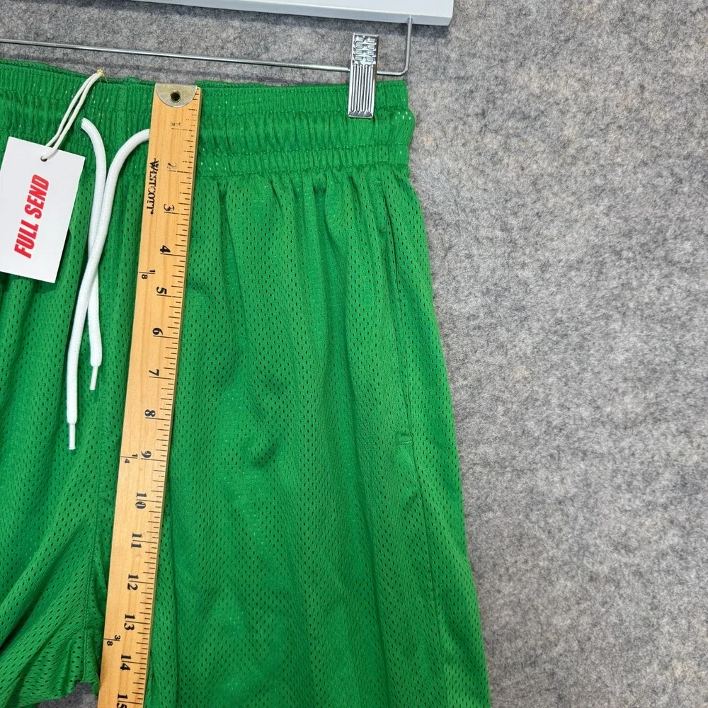 Full Send Nelk Boys Mesh Basketball Shorts Mens XL Green Lined Stretch‎ Jersey